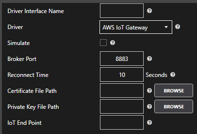 AWS IoT Driver Configuration