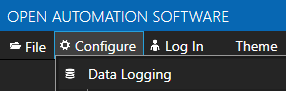 Menu Configure Data Logging