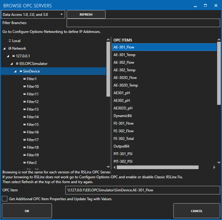 Network OPC Browse