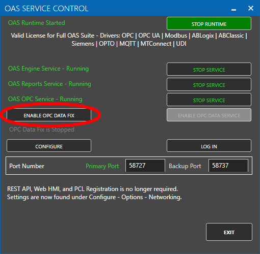 OPC Data Fix Enable